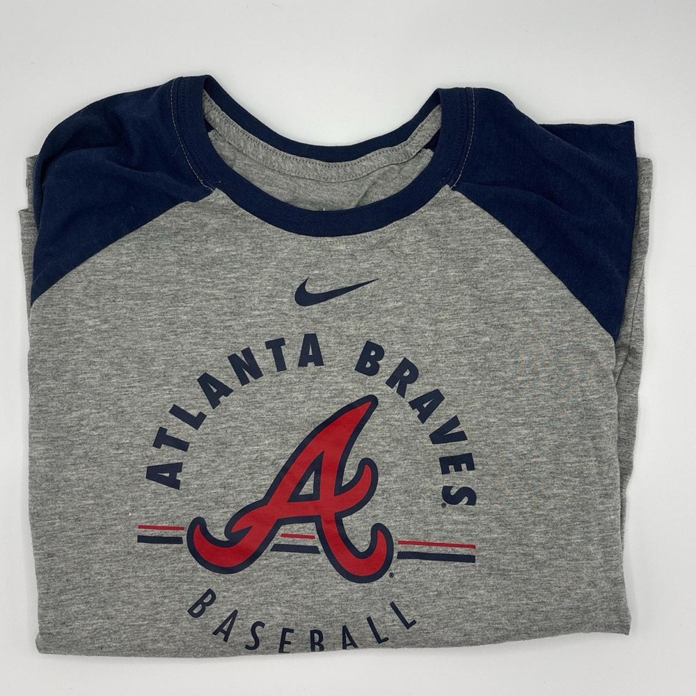 Nike Atlanta Braves Gray and Blue Baseball Shirt